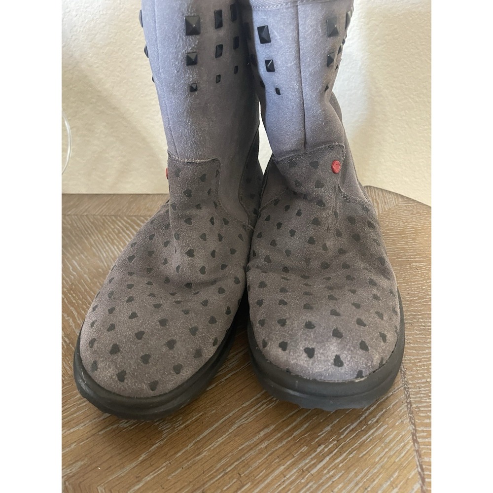 UGG Womens 5 Boots Gray Polka Dot Suede Embellished Rhinestones Rubber Platform - Picture 2 of 4